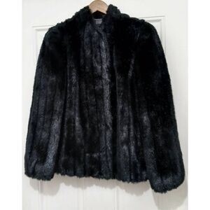 Vintage Casper premium Penny Lane 80's faux fur Coat womens large black Mob wife